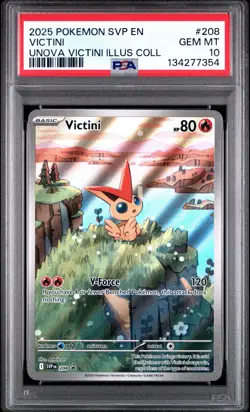 2025 Pokemon Victini #208 Unova Victini Illustration Collection PSA 10 Gem Mint - Image 1