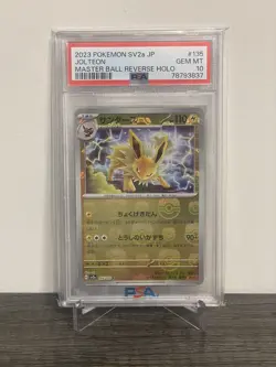 2023 PSA 10 Jolteon #135 Master Ball Reverse Holo Japanese Pokemon 151 SV2a JP - Image 1