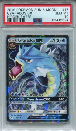 Pokemon Sun & Moon Hidden Fates GX Card #16 Gyarados PSA 10 - Image 1