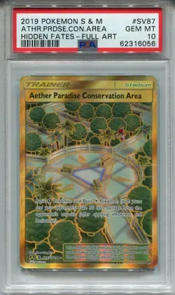 Pokemon Sun & Moon Hidden Fates Shiny Vault Card SV87 Aether Par. Con PSA 10 - Image 1