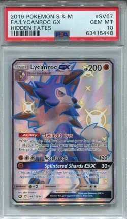 Pokemon Sun & Moon Hidden Fates Shiny Vault Card SV67 Lycanroc PSA 10 - Image 1