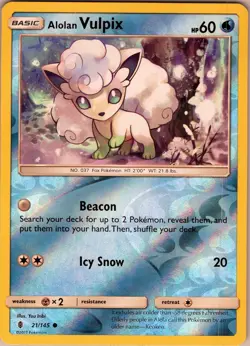Alolan Vulpix 21/145 Common - Pokemon SM: Guardians Rising - Reverse Holo (NM) - Image 1