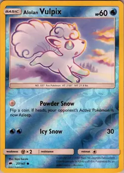 Alolan Vulpix 27/147 Common - Pokemon SM: Burning Shadows - Reverse Holo (NM) - Image 1