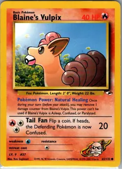 Blaine's Vulpix 65/132 Non Holo Gym Heroes - Pokemon Card - LP - Image 1
