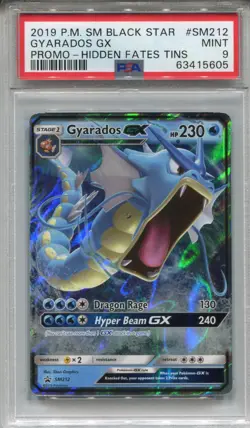 Pokemon Sun & Moon Hidden Fates Tin Black Star Foil SM212 Gyarados GX PSA 9 - Image 1