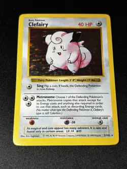 1999 Pokemon TCG Clefairy Base Set Shadowless Holo Rare 5/102 Vintage - Image 1