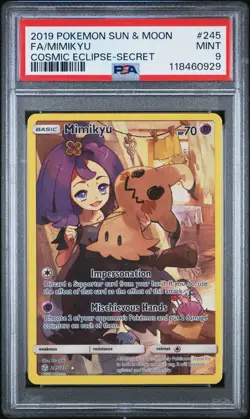 Pokemon Sun & Moon FA/Mimikyu Cosmic Eclipse-secret Rare 245/236 PSA 9 - Image 1