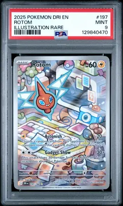 2025 POKEMON DRI EN-DESTINED RIVALS ILLUSTRATION RARE #197 ROTOM PSA 9 - Image 1