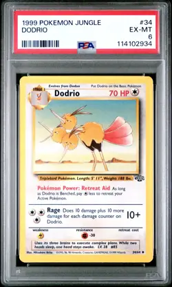 1999 POKEMON JUNGLE #34 DODRIO PSA EX-MT 6 - Image 1
