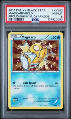 2016 POKEMON XY BLACK STAR PROMO SHINY MEGA GYARADOS #XY143 MAGIKARP-HOLO PSA 8 - Image 1