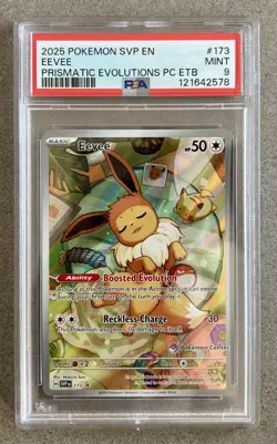 PSA 9 MINT Eevee 173 Pokemon Center ETB Promo Black Star Full Art Rare New 2025 - Image 1