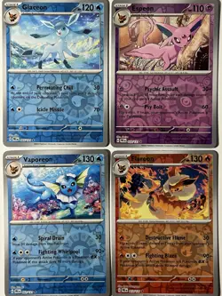 Eevee Evolution Lot Vaporeon Flareon Glaceon Espeon Reverse Holo Pokemon TCG - Image 1