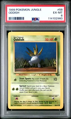 1999 POKEMON JUNGLE #58 ODDISH PSA EX-MT 6 - Image 1