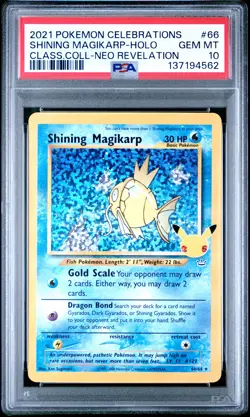 2021 POKEMON CELEBRATIONS CLASSIC COLLECTION #66 SHINING MAGIKARP-HOLO PSA 10 - Image 1