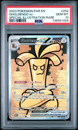 2023 Pokemon Paradox Rift Gholdengo ex Special Illustration Rare 252/182 PSA 10 - Image 1