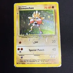 Pokemon TCG Hitmonchan Base Set Holo Rare Card 7/102 HP WOTC 1999 Good 4 Binder - Image 1