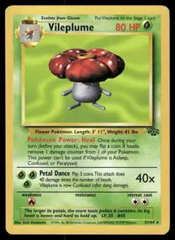 Pokemon Cards Vileplume 31/64 UNLIMITED Jungle WOTC Rare LP - Image 1