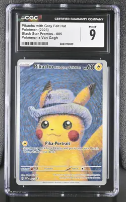 Pokemon Card CGC 9 Pikachu with Grey Felt Hat Pokemon x Van Gogh Promo SVP 085 - Image 1