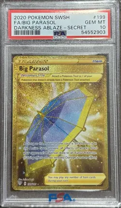 Pokemon Darkness Ablaze Card Big Parasol 199/189 Secret Rare PSA 10 Gem Mint - Image 1