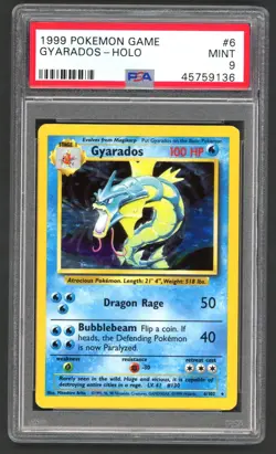 Pokemon Cards - PSA 9 Gyarados 6/102 - Base Set - Holo - MINT - PSA9 - Image 1