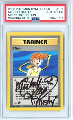PSA Authentic Signed Pokemon TCG Michele Knotz Trainer Misty 102/132 Gym Heroes - Image 1