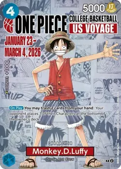 One Piece TCG - Monkey D Luffy College Basketball Promo card SJ 2/9 - Image 1