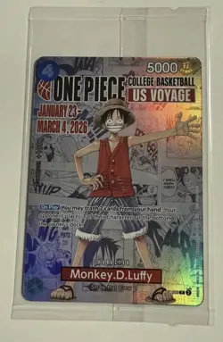 One Piece TCG - Monkey D Luffy College Basketball Promo card SJ 2/9 - Image 2