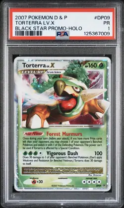 2007 POKEMON DIAMOND & PEARL BLACK STAR PROMO HOLO #DP09 TORTERRA LV.X PSA 1 - Image 1