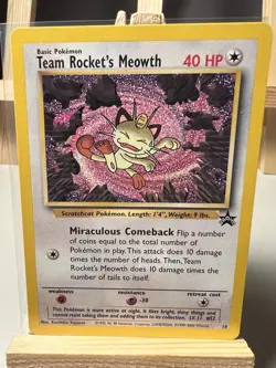 Pokemon Team Rockets Meowth 18 Black Star Promo Rare Card WOTC Vintage 1999 - Image 3