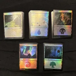 100 FOIL Basic Lands Magic The Gathering MTG Various Sets - Image 1