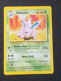 Pokemon TCG Nidorino Base Set 37/102 Regular 1999-2000 Base Set 4th Print UK - Image 1