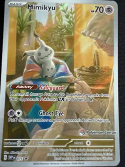 NM Mimikyu Pokemon Center 075 ETB Promo Paldean Fates Unsealed - Image 1