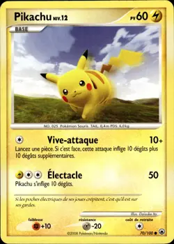 Carte Pokemon COMMUNE Pikachu 70/100 Diamant Perle Aube Majestueuse FR - Image 1