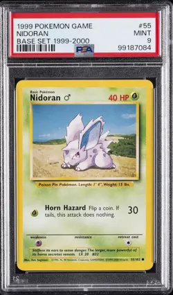 1999 POKEMON BASE SET 1999-2000 “4TH PRINT” #55 NIDORAN PSA 9 - Image 1