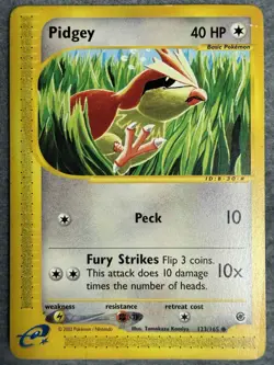 Pidgey 2002 Pokemon Vintage Card # 123/165 Expedition E-Reader Non Holo MP / HP - Image 1