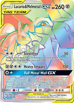 Lucario & Melmetal GX - 224/214 - Pokemon Unbroken Bonds Sun Moon Secret Card NM - Image 1