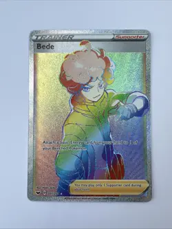 Pokemon Card Bede 207/202 Secret Rainbow Rare Sword & Shield Near Mint - Image 1