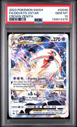 2023 POKEMON SWORD & SHIELD CROWN ZENITH #GG46 FULL ART/DEOXYS VSTAR PSA 10 - Image 1