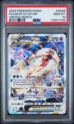 2023 POKEMON SWORD & SHIELD CROWN ZENITH #GG46 FULL ART/DEOXYS VSTAR PSA 10 - Image 1