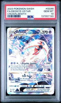 2023 POKEMON SWORD & SHIELD CROWN ZENITH #GG46 FULL ART/DEOXYS VSTAR PSA 10 - Image 1