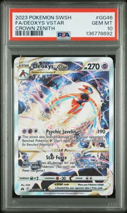 2023 POKEMON SWORD & SHIELD CROWN ZENITH #GG46 FULL ART/DEOXYS VSTAR PSA 10 - Image 1