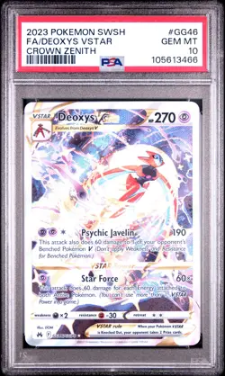 2023 POKEMON SWORD & SHIELD CROWN ZENITH #GG46 FULL ART/DEOXYS VSTAR PSA 10 - Image 1