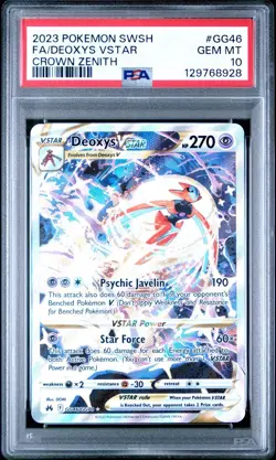 2023 POKEMON SWORD & SHIELD CROWN ZENITH #GG46 FULL ART/DEOXYS VSTAR PSA 10 - Image 1