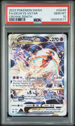 2023 POKEMON SWORD & SHIELD CROWN ZENITH #GG46 FULL ART/DEOXYS VSTAR PSA 10 - Image 1