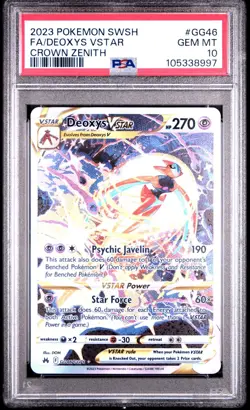 2023 POKEMON SWORD & SHIELD CROWN ZENITH #GG46 FULL ART/DEOXYS VSTAR PSA 10 - Image 1