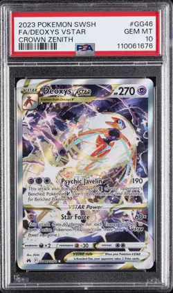 2023 POKEMON SWORD & SHIELD CROWN ZENITH #GG46 FULL ART/DEOXYS VSTAR PSA 10 - Image 1