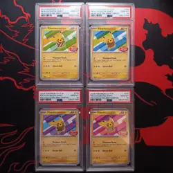POKEMON INDONESIAN PROMOS #101 154 155 190 PIKACHU BATIK SHIRT PSA 10 Sequential - Image 1