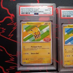 POKEMON INDONESIAN PROMOS #101 154 155 190 PIKACHU BATIK SHIRT PSA 10 Sequential - Image 2