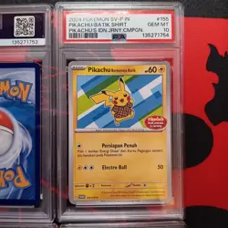 POKEMON INDONESIAN PROMOS #101 154 155 190 PIKACHU BATIK SHIRT PSA 10 Sequential - Image 4