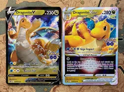 Pokemon Card TCG - Dragonite V SWSH235 & Dragonite VSTAR SWSH236 Pokemon GO NM - Image 1